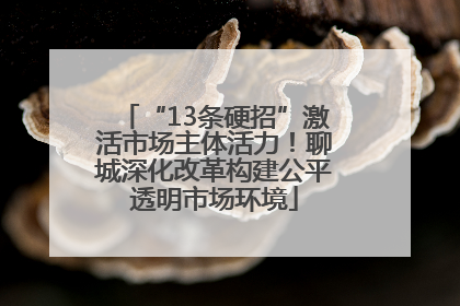“13条硬招”激活市场主体活力！聊城深化改革构建公平透明市场环境