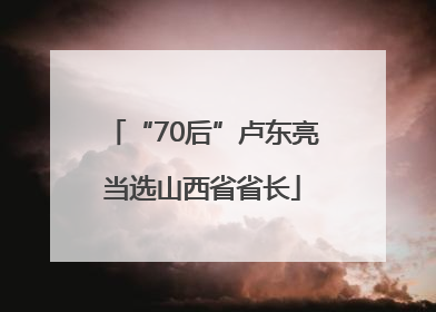 “70后”卢东亮当选山西省省长