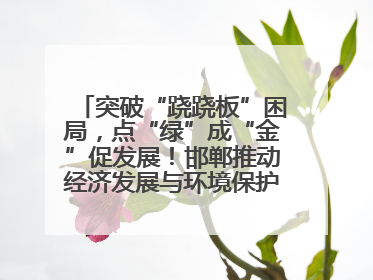 突破“跷跷板”困局，点“绿”成“金”促发展！邯郸推动经济发展与环境保护互促共赢