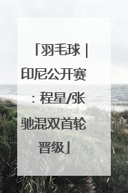 羽毛球｜印尼公开赛：程星/张驰混双首轮晋级