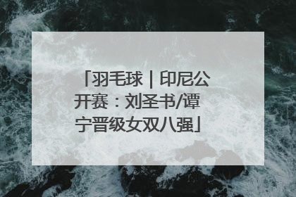 羽毛球｜印尼公开赛：刘圣书/谭宁晋级女双八强