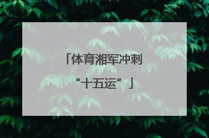 体育湘军冲刺“十五运”
