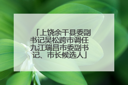 上饶余干县委副书记吴松跨市调任九江瑞昌市委副书记、市长候选人