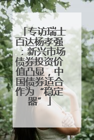 专访瑞士百达杨孝强：新兴市场债券投资价值凸显，中国债券适合作为“稳定器”