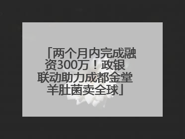 两个月内完成融资300万！政银联动助力成都金堂羊肚菌卖全球