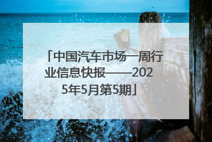 中国汽车市场一周行业信息快报——2025年5月第5期
