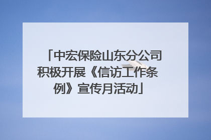 中宏保险山东分公司积极开展《信访工作条例》宣传月活动