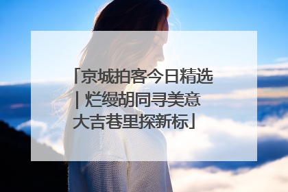 京城拍客今日精选｜烂缦胡同寻美意 大吉巷里探新标