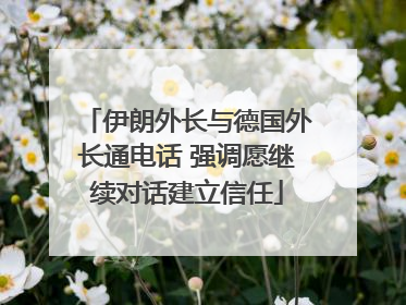 伊朗外长与德国外长通电话 强调愿继续对话建立信任