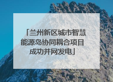 兰州新区城市智慧能源岛协同耦合项目成功并网发电