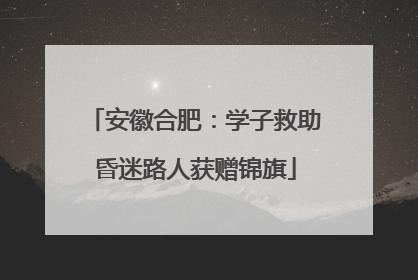安徽合肥：学子救助昏迷路人获赠锦旗