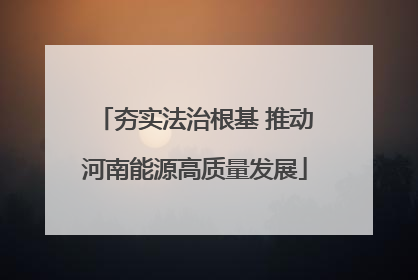 夯实法治根基 推动河南能源高质量发展