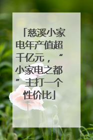 慈溪小家电年产值超千亿元，“小家电之都”主打一个性价比
