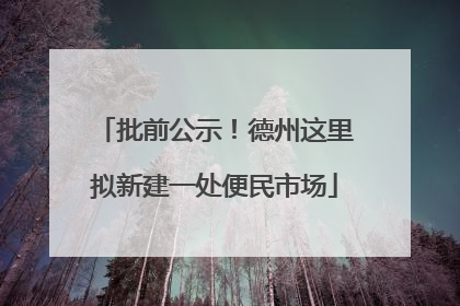 批前公示！德州这里拟新建一处便民市场