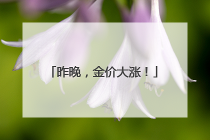昨晚，金价大涨！