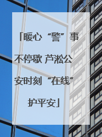 暖心“警”事不停歇 芦淞公安时刻“在线”护平安