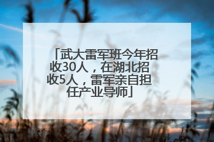 武大雷军班今年招收30人，在湖北招收5人，雷军亲自担任产业导师