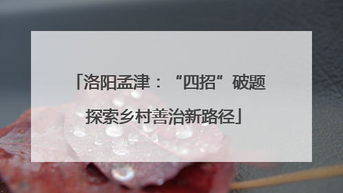洛阳孟津：“四招”破题 探索乡村善治新路径