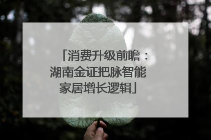 消费升级前瞻：湖南金证把脉智能家居增长逻辑