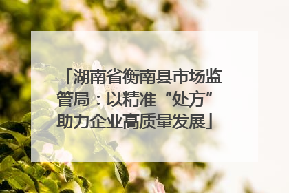 湖南省衡南县市场监管局：以精准“处方”助力企业高质量发展