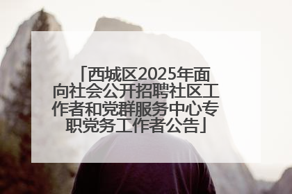 西城区2025年面向社会公开招聘社区工作者和党群服务中心专职党务工作者公告
