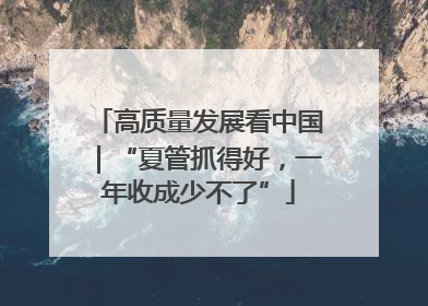 高质量发展看中国｜“夏管抓得好，一年收成少不了”