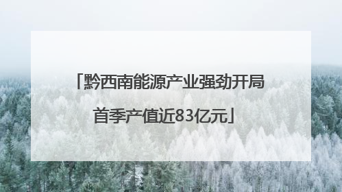 黔西南能源产业强劲开局 首季产值近83亿元