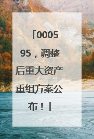 000595，调整后重大资产重组方案公布！