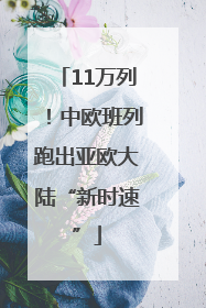 11万列！中欧班列跑出亚欧大陆“新时速”