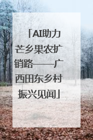 AI助力芒乡果农扩销路——广西田东乡村振兴见闻